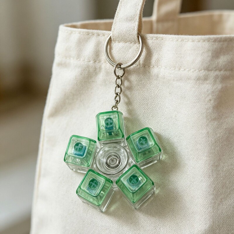 Cross-border new rotating, light-up, stress-relieving button mechanical switch keychain, keyboard fingertip toy, keychain pendant Cross-border new rotating, light-up, stress-relieving button mechanical switch keychain, keyboard fingertip toy, keychain pendant