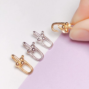 S925 Sterling Silver Plated 18 Gold Horseshoe Buckle Pearl Necklace Tail Buckle Connecting Buckle DIY Handmade Beaded Bracelet Buckle