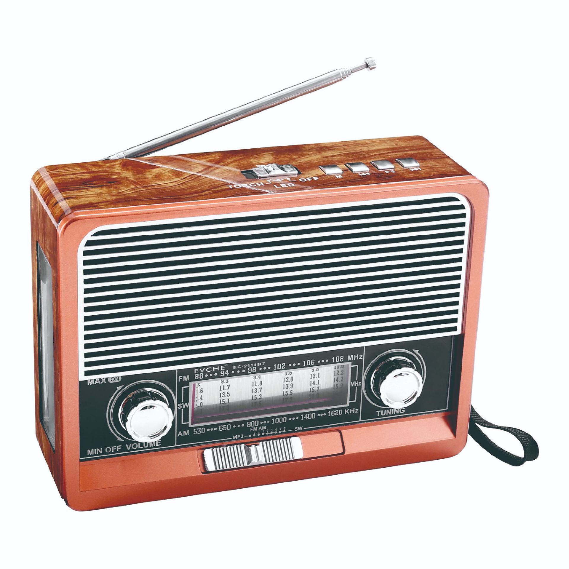 Radio Bluetooth Portátil de Banda Completa 2114 de Plástico con Linterna LED y USB image 7