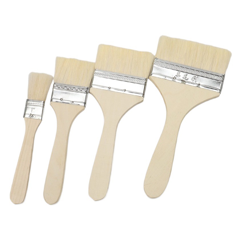 Cepillo de lana de mango largo cepillo de barbacoa de pelo suave 1 pulgada 5 pulgadas 8 pulgadas base de agua pinceles de pintura fabricantes al por mayor cepillo de hornear