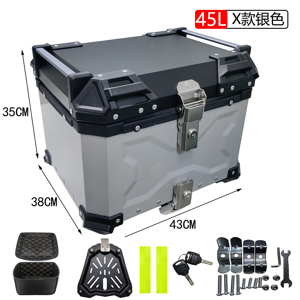 Caja de cola de aleación de aluminio de liberación rápida 25L30L36L45L55L65L caja de almacenamiento de la motocicleta caja de aluminio