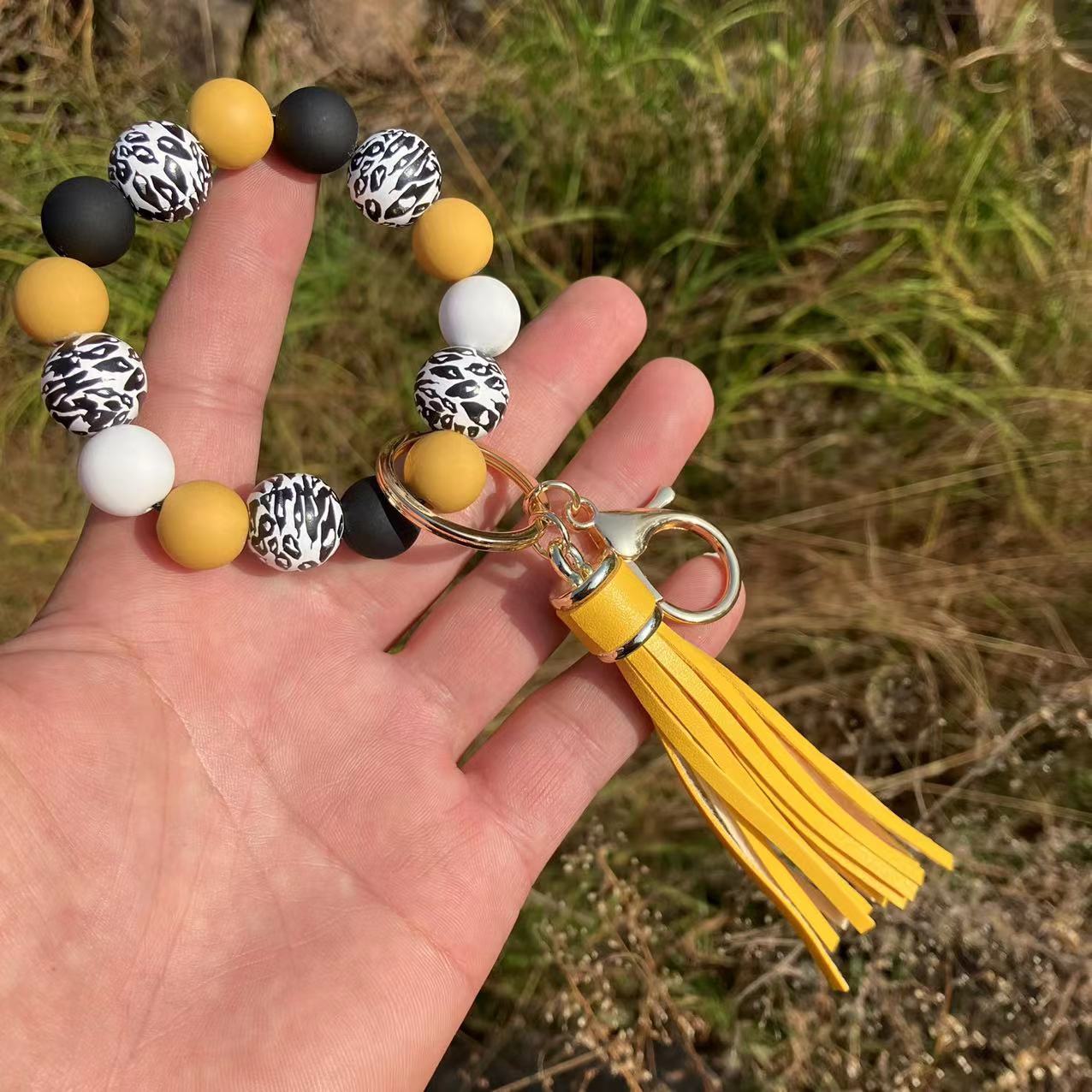 1 Stück Lässig Strassenmode Farbblock Kieselgel Armbänder Schlüsselbund display picture 2