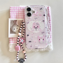 长耳朵小兔适用iPhone15promax苹果13手机壳16创意14可爱小众链条