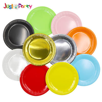 Birthday Party Disposable 7-inch Paper Plate Paper Plate Bowl Color Disc Holiday Party Cake Fast Food Plate Factory Batch