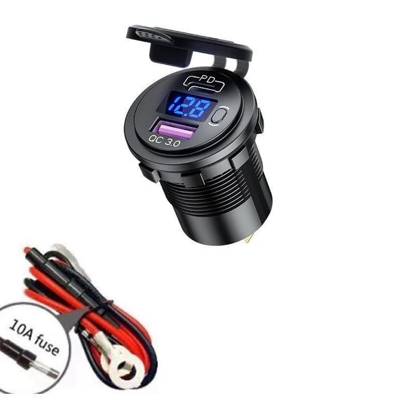 Single QC3.0+PD band number showing blue light+60cm line