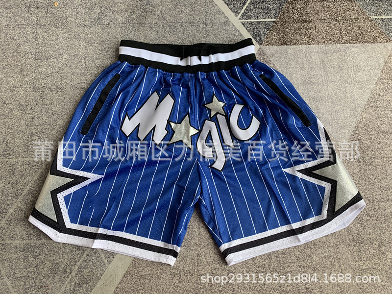 Comercio exterior pantalones de fútbol al por mayor Warriors Lakers 76 caliente Raptor mágico bolsillo bordado pantalones cortos pantalones de baloncesto NFL