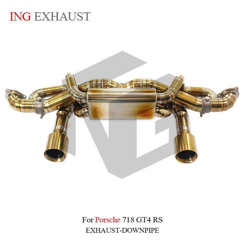 Titanium exhaust pipe with valve for Porsche 718 GT4 RS 4.0L