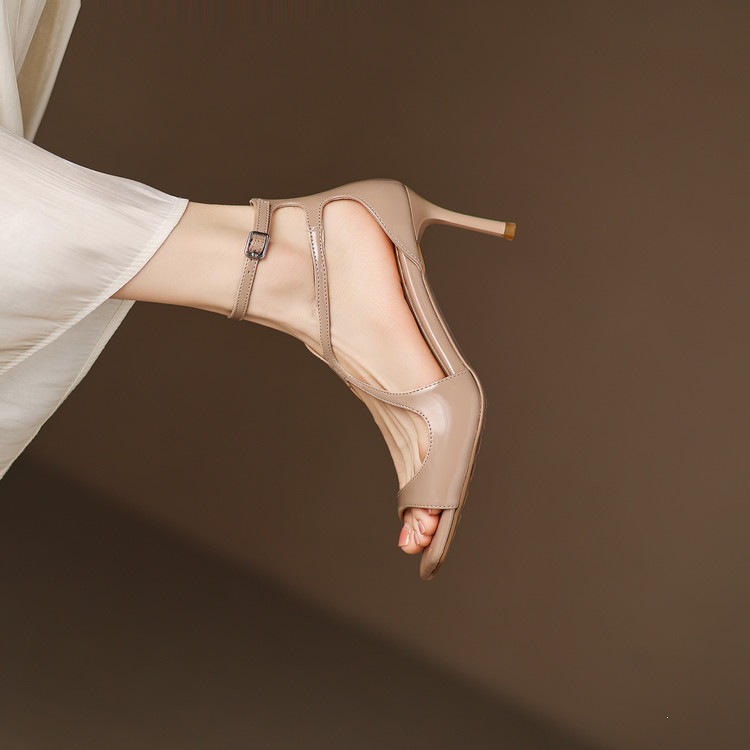Giày cao gót nữ da thật mũi nhọn gót cao 9 cm — màu đen, màu trắng ngà, màu nude chi tiết 100