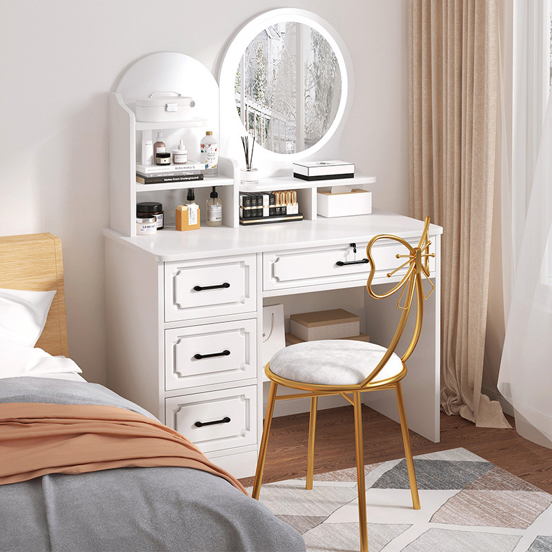 Tocador dormitorio moderno simple estilo europeo dormitorio principal mesa de maquillaje pequeño apartamento gabinete de almacenamiento integrado gabinete de maquillaje estilo ins