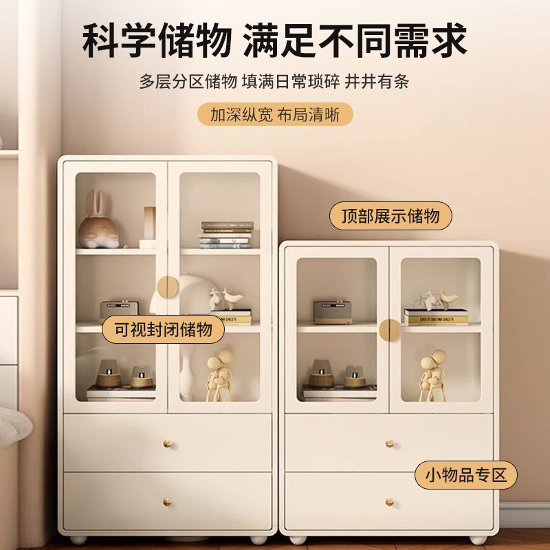 实木书柜一体靠墙玻璃门落地防尘书柜子轻奢全封闭摆件手办收纳柜|undefined