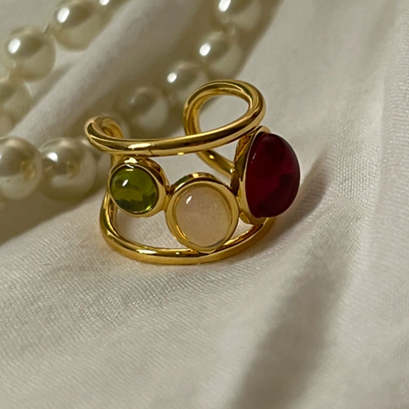 Brand fashionable ring, french style, with gem, light luxury style, high-quality style, 2022