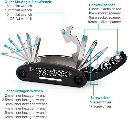 Bicycle repair combination tool 16-in-1 mountain road bike multi-functional folding tire repair wrench set