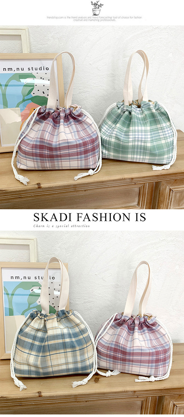 JK Japanese-style small bucket tote canvas bag, new simple and versatile, artistic single-shoulder hand-carry lunch box bag for women undefined