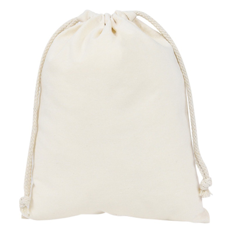 En stock bolsa de cordón de algodón con cordón en Blanco Bolsa de embalaje cerrada Impresión de logotipo de almacenamiento de lona bolsa de cordón al por mayor