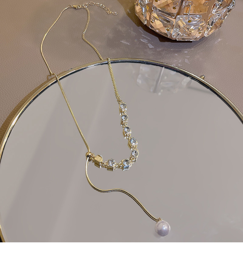 Fashion Geometric Alloy Inlay Artificial Pearls Rhinestones Womenu0027S Necklace 1 Piece