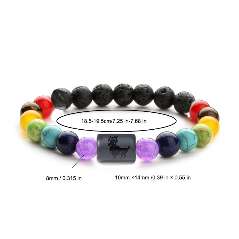 Cross-Border New Product 12 Constellations 7 Veins Seven Wheels Volcanic Stone Agate Yoga Beaded Bracelet Handmade Bead Bracelet Jewelry