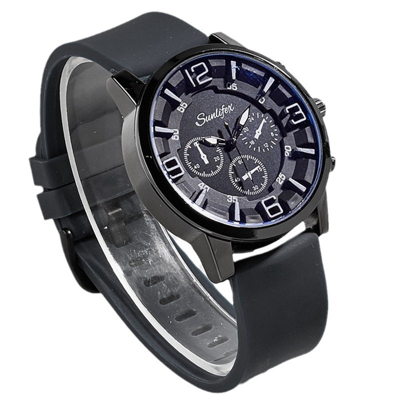 Tiktok popular moda de tres ojos reloj de hombre transfronterizo casual tridimensional digital de cuarzo reloj de silicona reloj de hombre
