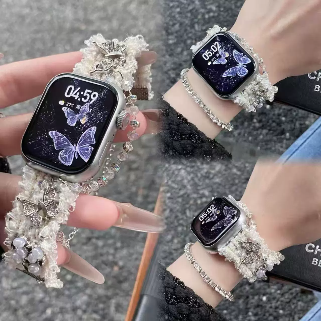 Подходят для браслета Apple Watch Applewatch10 iwatch987654 поколение SE маленький аромат плюш осень и зима