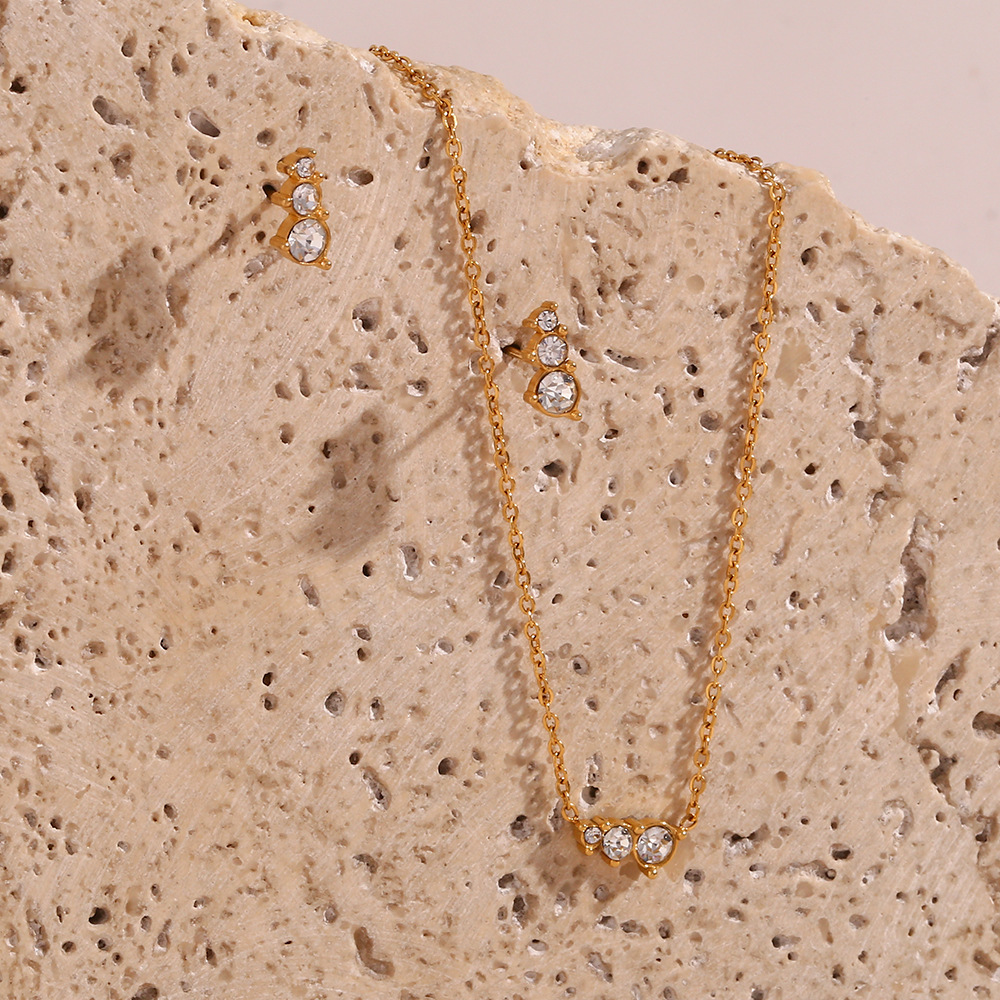 Womenu0027S Fashion Geometric Stainless Steel Ear Studs Necklace Geometry Plating Metal Artificial P