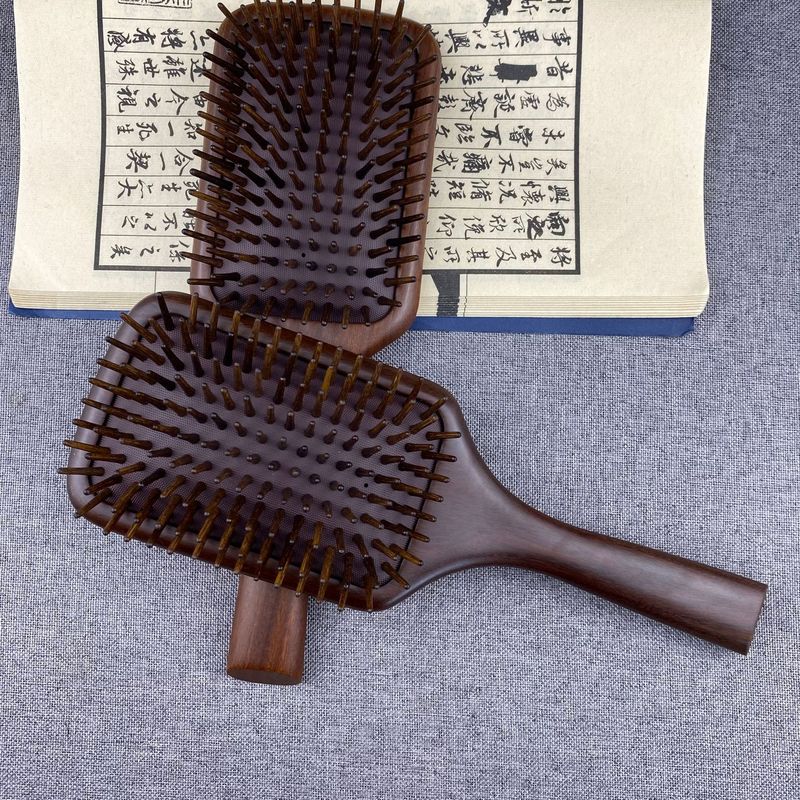 高档天然国王木木气垫按摩梳美发顺发梳头皮经络梳便携家用旅行梳|undefined