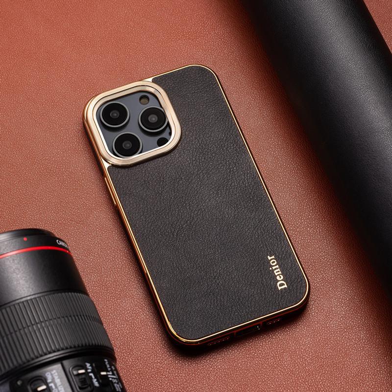 Ốp lưng da thật chống sốc cho iPhone 12/13/14/15 Pro Max/16 — 【Da xe sang màu đen★Da bò lớp đầu tiên] Quy trình mạ điện lỗ lớn ống kính, 【Da xe sang màu nâu★Da bò lớp đầu tiên] Quy trình mạ điện lỗ lớn ống kính, 【Da xe sang màu đỏ rượu★Da bò lớp đầu tiên] Quy trình mạ điện lỗ lớn ống kính chi tiết 6