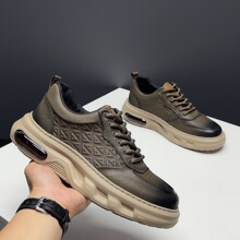 2025秋冬新款真皮老爹鞋男士厚底运动休闲鞋复古风气垫底潮鞋百搭