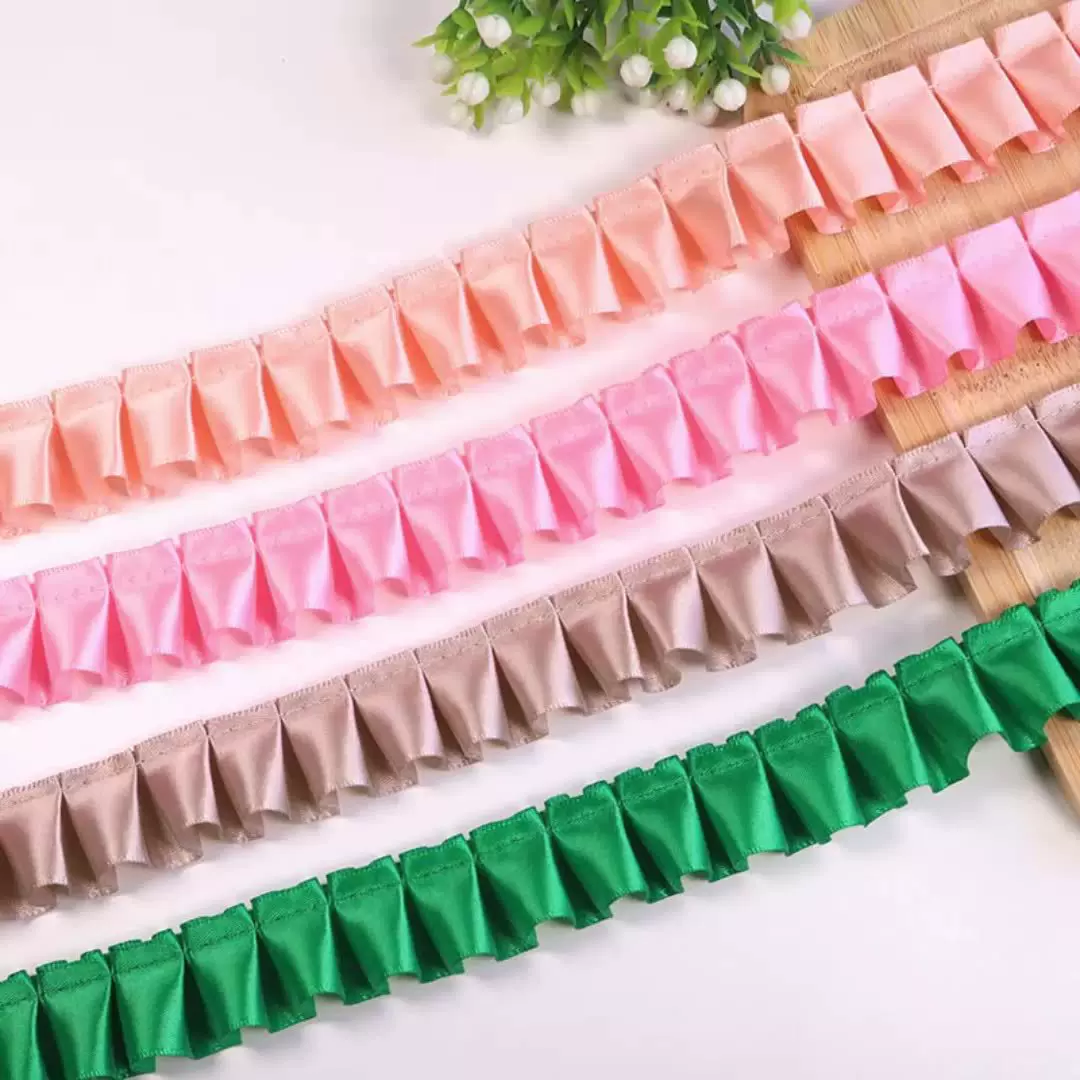 定制裙边装饰荷叶边木耳花边婚纱辅料彩色涤纶打折单边褶皱花边