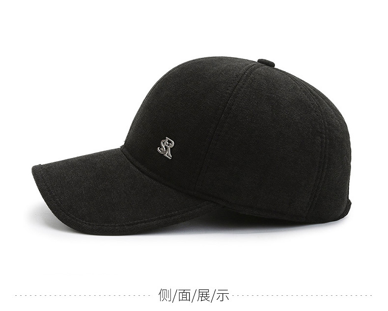 Trendy Men's Woolen Baseball Cap With Ear Flaps And Plush Lining_voghion.com
