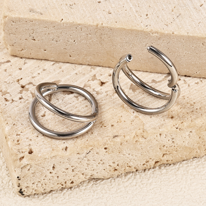 Zesen 316 Stainless Steel Seamless Ring Double Ring Double Bevel Closed Ring Nose Ring Septum Ring Piercing Jewelry detail image 5