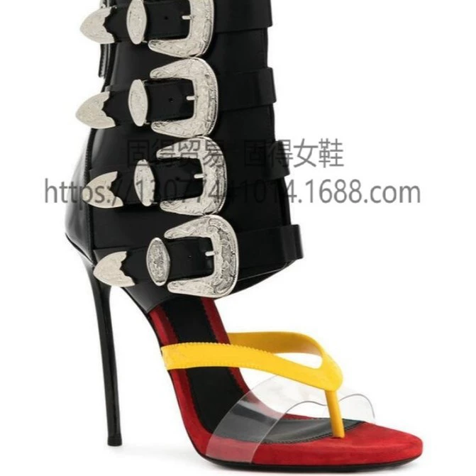 Трансграничная независимая станция ins Модный показ Вьетнамки Ботильоны с клипсой Женские сандалии с пряжкой AliExpress