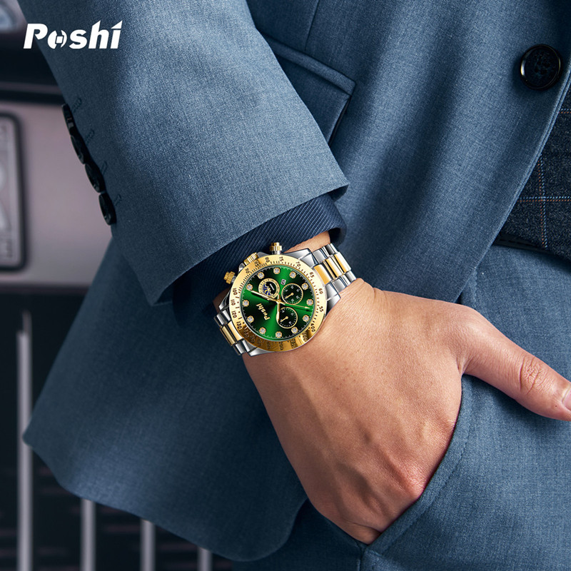 POSHI Hombres reloj transfronterizo de negocios reloj impermeable de cuarzo calendario Deportes reloj de los hombres reloj