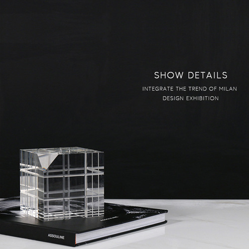 Modern Minimalist Transparent Geometric Square Crystal Magic Cube Decor Sample Room Sales Office Soft Decoration Piece Display