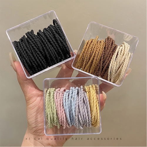 Black headband and rubber band for women to tie their hair in a high ponytail, hair rope and hair band leather case, 2024 new style for tying hair