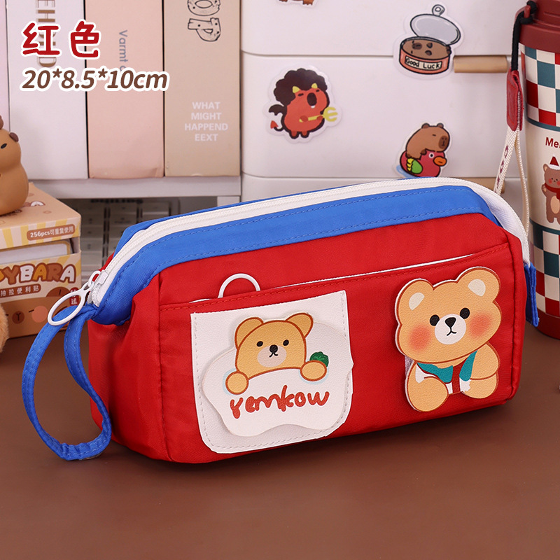 Nuevo producto transfronterizo, estuche para lápices de alambre de acero de gran apertura, papelería linda de nicho, estuche para lápices de gran capacidad y alto valor para estudiantes de primaria y secundaria