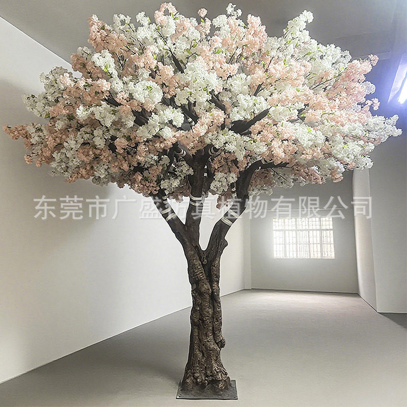 仿真大型黄色樱花树造景假树玻璃钢假花樱花树酒店网红商场桃花树|undefined