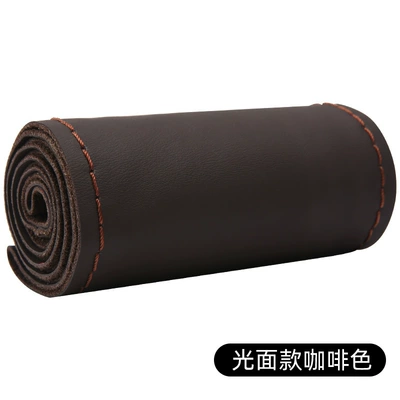 handmade leather cover non-slip sewing, Steering wheel cover - glossy-style-brown-38cm