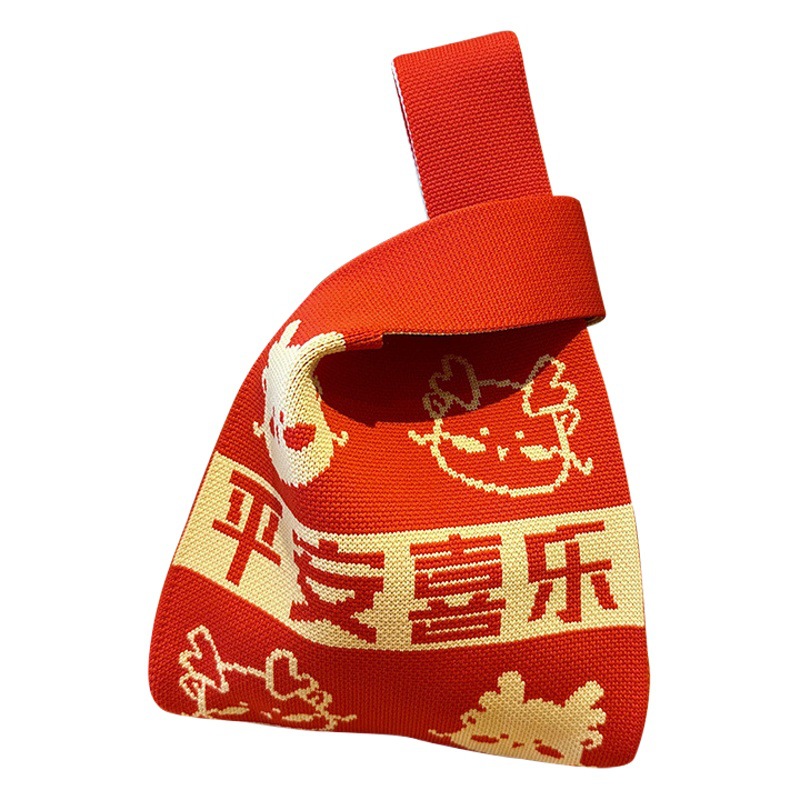 Bolsos Bolso cruzado para mujer Bolso de punto Bolso de regalo de empresa creativo y práctico Bolso de dulces de recuerdo festivo rojo de boda