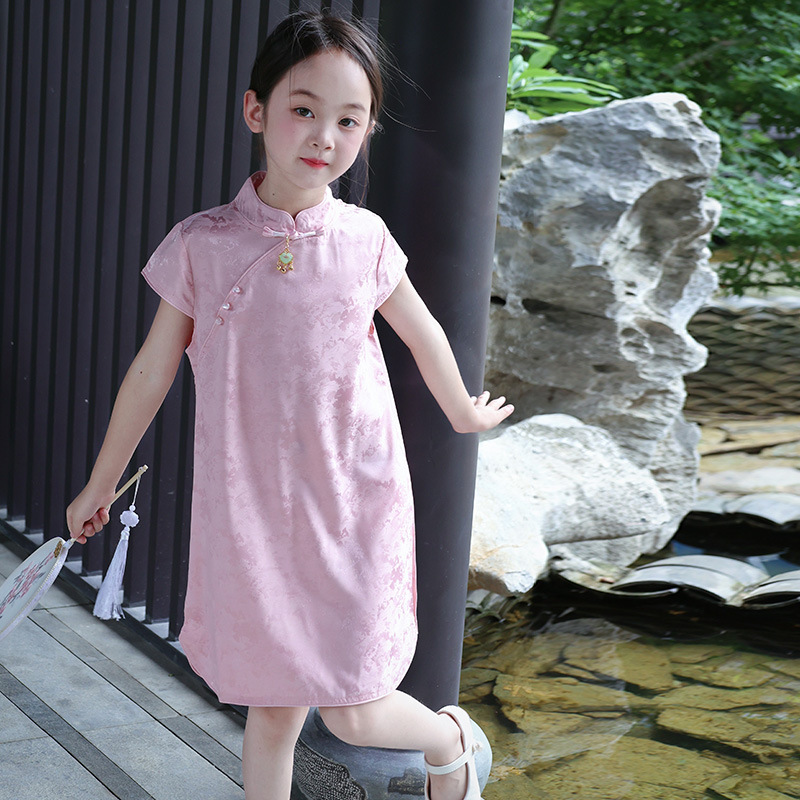 女の子改良チャイナドレス漢服夏子供スカート新中国風のボタン中国風の小さな女の子のドレス唐装|undefined