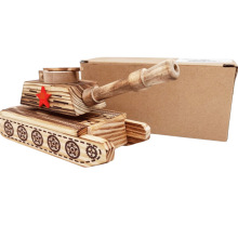 木制坦克车模型仿真拼装玩具车木质儿童玩具八一坦克家居摆件批发