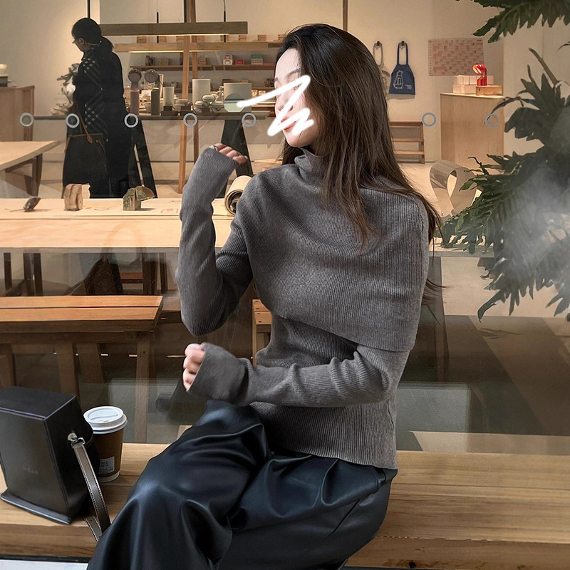 Lazy High-End Turtleneck Pullover Sweater for Women Autumn and Winter 2025 New Small Inner Knitted Top Suit