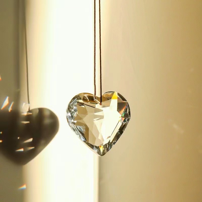 Artificial Crystal Material Vintage Style Pastoral Heart Shape Artificial Crystal Pendant