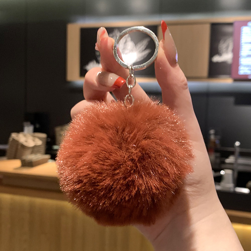 Gran bola de peludo llavero auténtico lindo peludo colgante llave de coche estudiantes pareja regalos colgante al por mayor