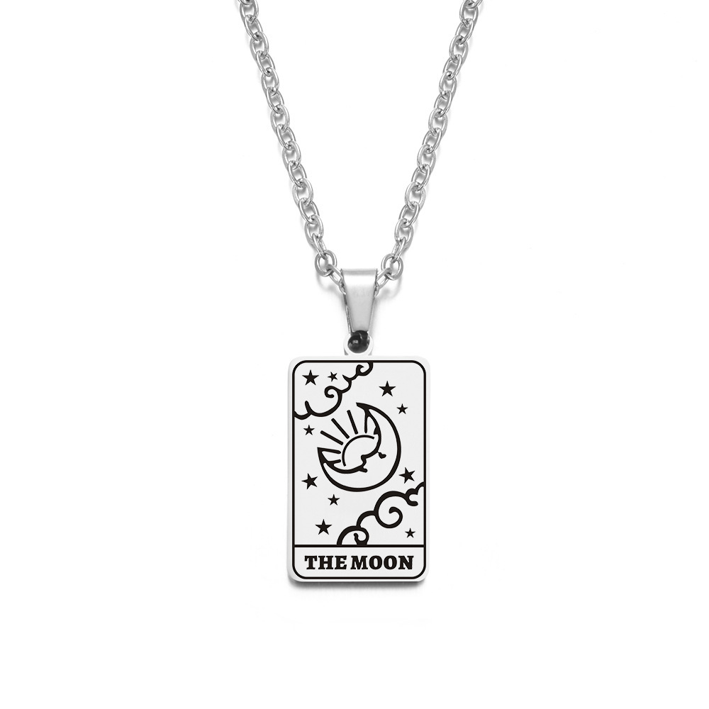 Suministro transfronterizo de acero inoxidable joyería nicho diseño sentido tarot colgante collar de acero de titanio suéter cadena fábrica al por mayor