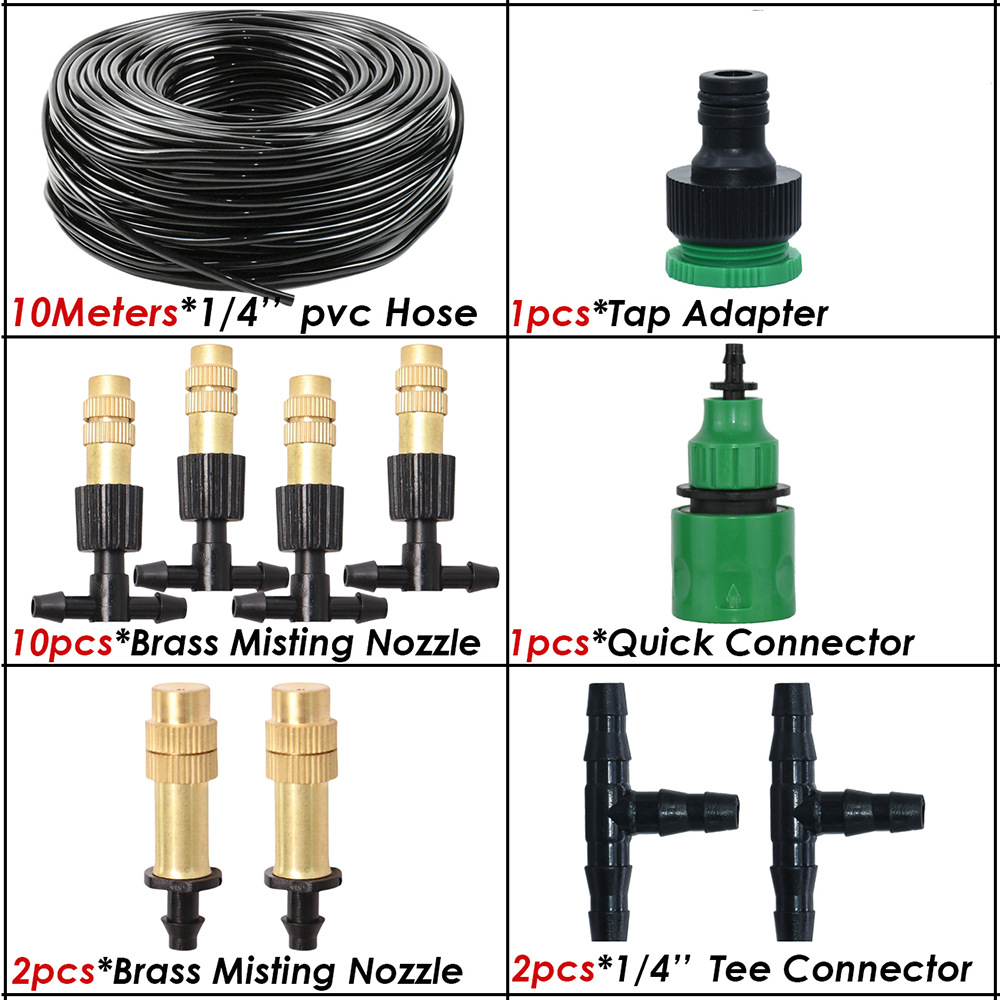 Juego de boquillas atomizadas de cobre ajustable, dispositivo de riego automático, enfriamiento de patio, eliminación de polvo, cabezal de riego por goteo, herramienta de riego de jardín