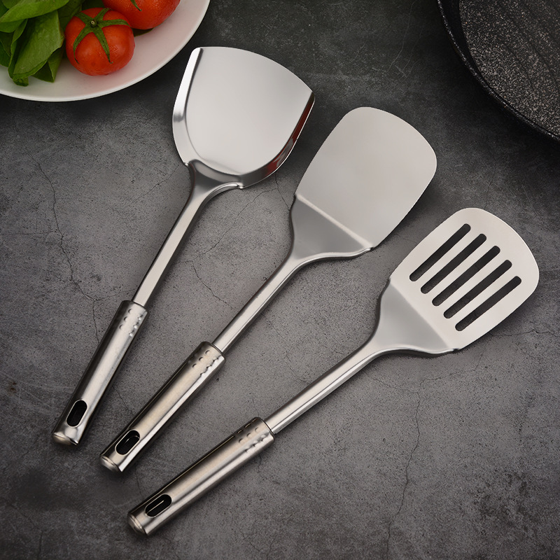 Stainless steel cooking spoon and spatula set with nine-jewel handle, household frying spatula, soup spoon, rice spoon, powder spatula, kitchen cookware set combination