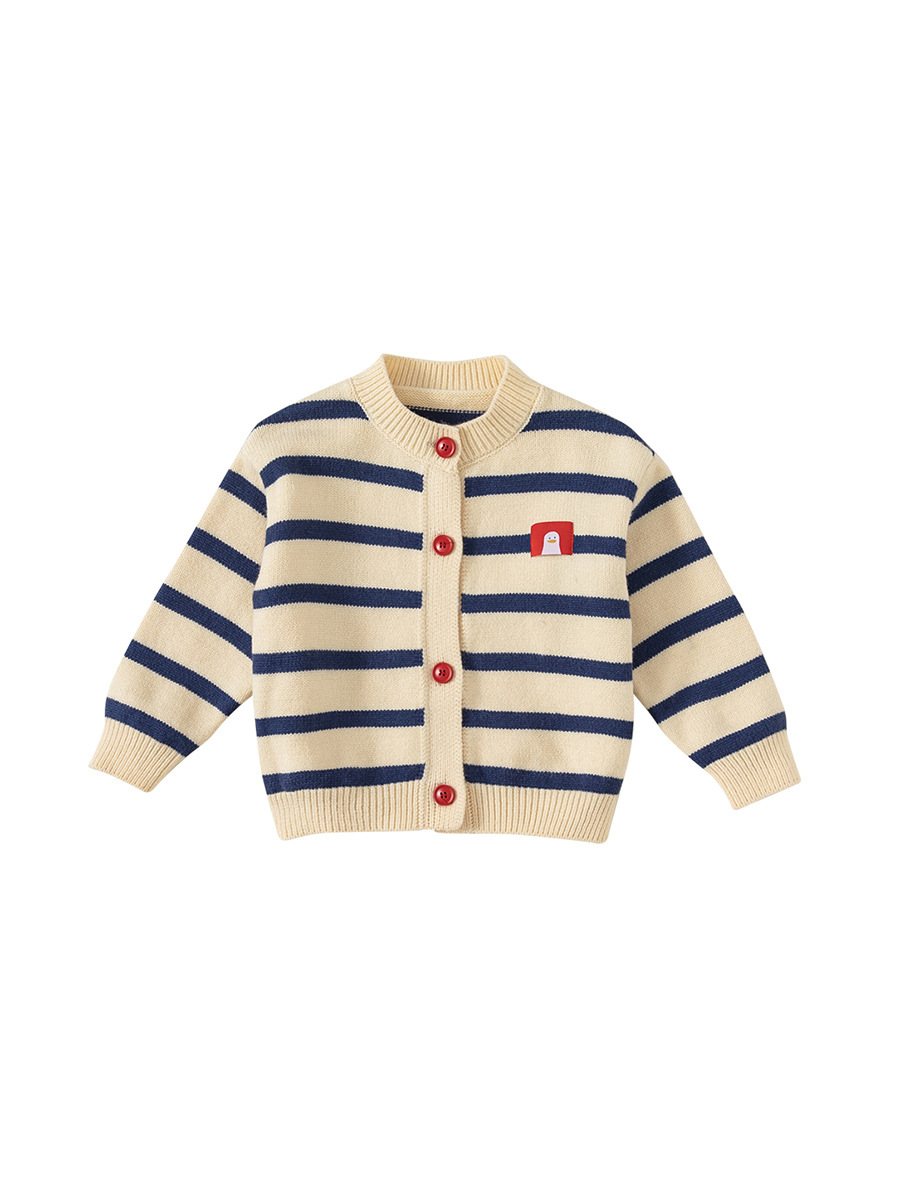 Youbao ropa para niños rebeca de punto a rayas para niñas 2024 primavera nuevo producto suéter estilo occidental abrigo superior QY23082