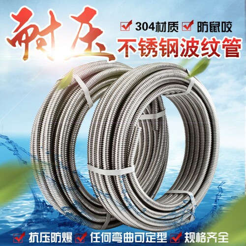 5YA1 wholesale 304 stainless steel corrugated pipe water heater hot and cold water inlet and outlet hose 4 minutes 6 minutes 1 inch blank explosion-proof