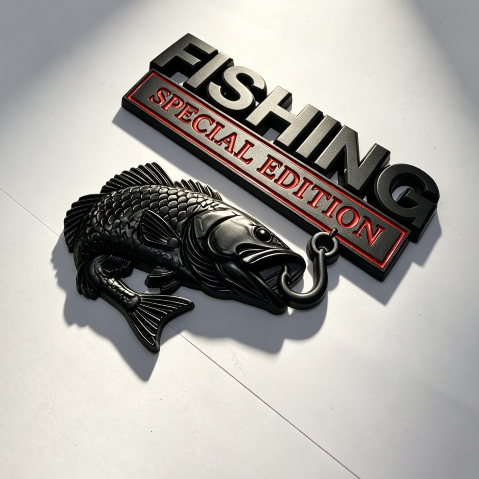 Car Logo, Automotive Emblem, Fishing Fishing Fender Emblem, Metal Edition Body Sticker, Rear Car Emblem, Fishing Car Decal