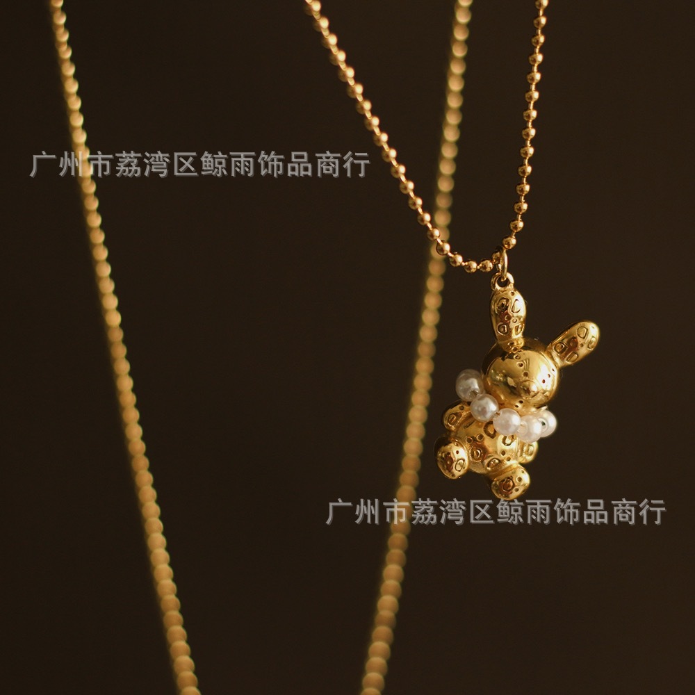 Collier En Acier Au Titane Animal Mignon De Lapin De Lettres Dimensionnelles De Mode display picture 3