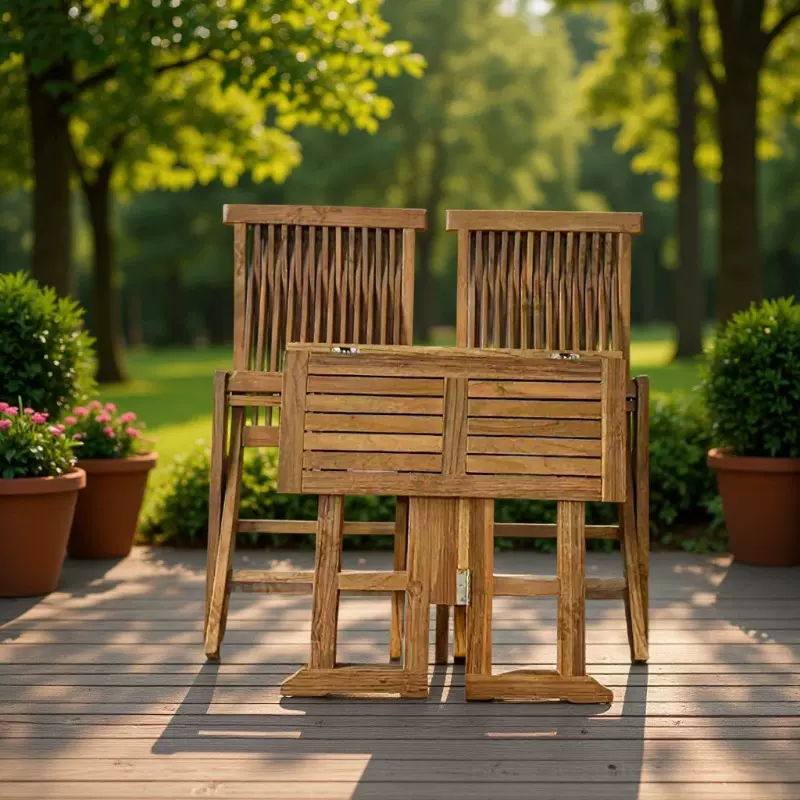 户外休闲柚木桌椅酒店别墅庭院露台折叠桌防腐防晒设计师柚木长桌